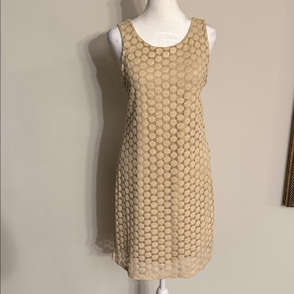 Elegant Beige Lace Mini Dress